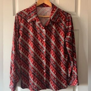 Satiny Vintage Patterned Blouse